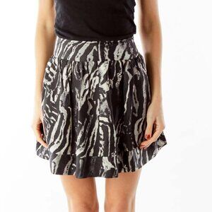 Express Design Studio Black Beige Leopard Print Belted Mini Skirt